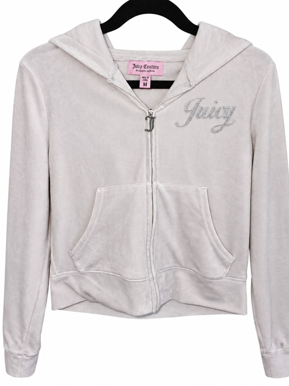 Juicy Couture Y2K Velour Rhinestone Zip Hoodie M